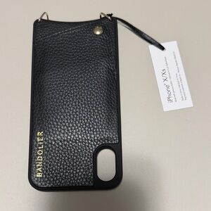 Bandolier Black Leather iPhone X/XS Case with Gold Accents